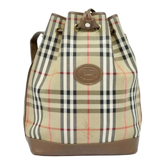 BURBERRYS Nova Check Canvas Leather Bucket Shoulder Bag 💼 - Picture 3 of 15